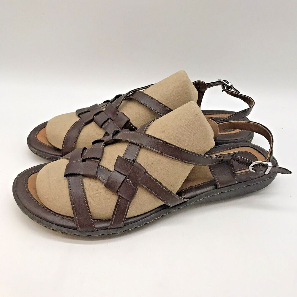 B.O.C. Born Concept Sandals Women's 10M Brown Leather Comfort Slingback C64306